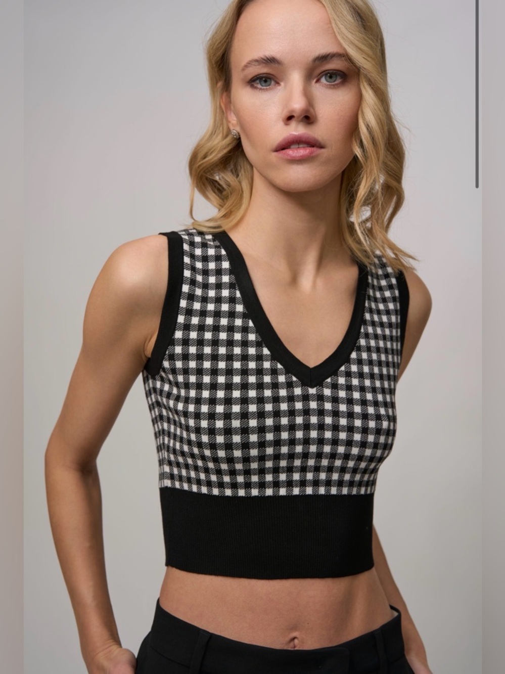 NWT‎ MAX MARA STUDIO Veleno Cropped Gingham Sweater Vest M